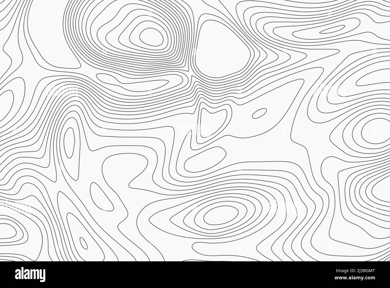 Sfondo e texture topografici, immagine monocromatica. Sfondo cartografico, rilievi curvi, sfondo astratto. Illustrazione Vettoriale
