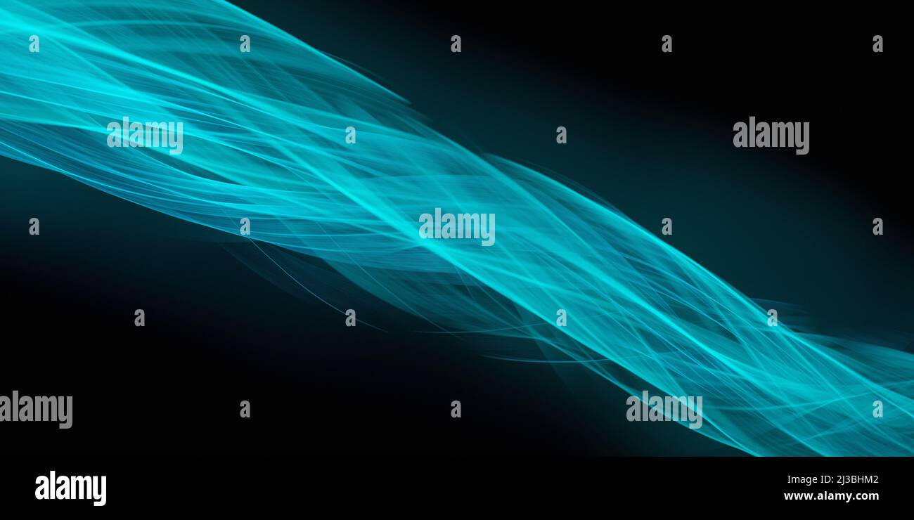 Scifi Wave incandescente luci VIBRANT Blu scuro colori Trend astratto sfondo Foto Stock