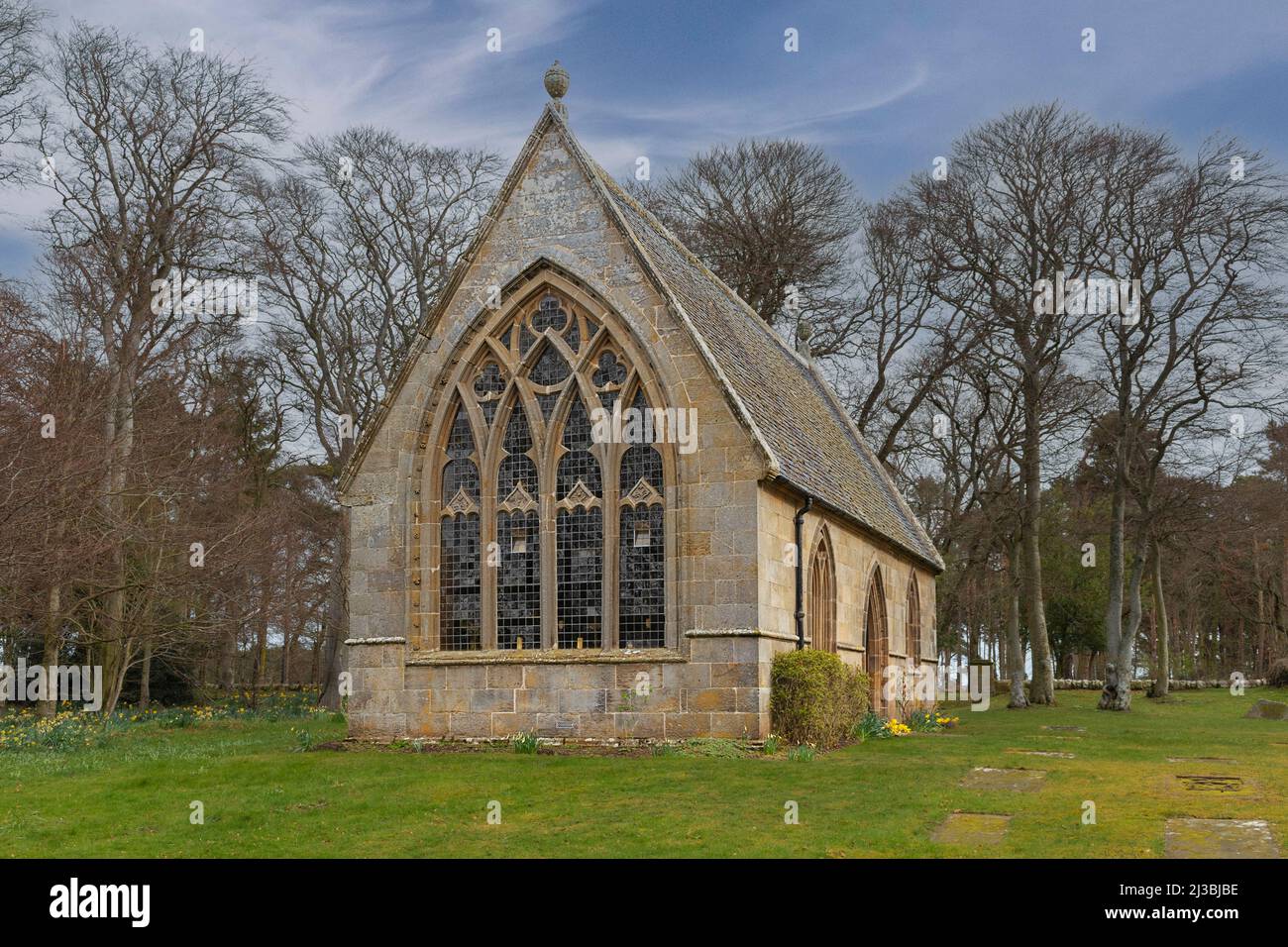 ST MICHAEL KIRK GORDONSTOUN SCHOOL MORAY SCOTLAND CHURCH ALL'INIZIO DELLA PRIMAVERA Foto Stock