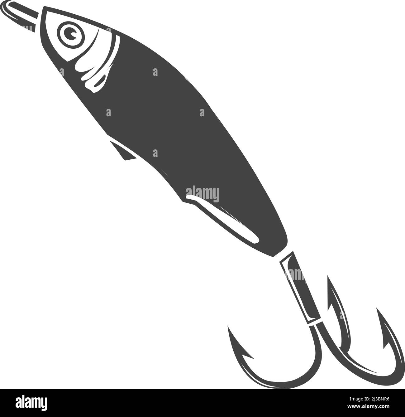 Icona del gancio della canna da pesca. Logo di pesca Illustrazione Vettoriale