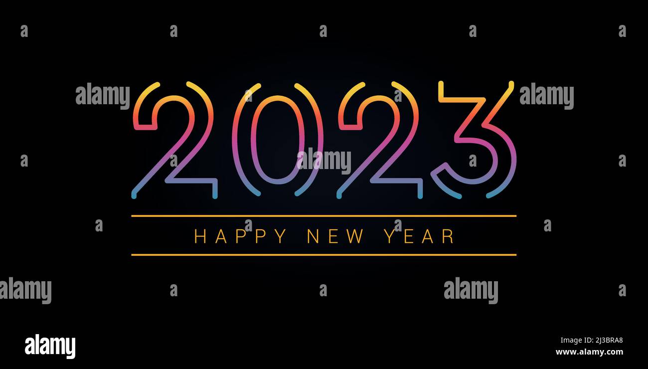 2023 tipografia colorata felice anno nuovo sfondo vacanza Illustrazione Vettoriale