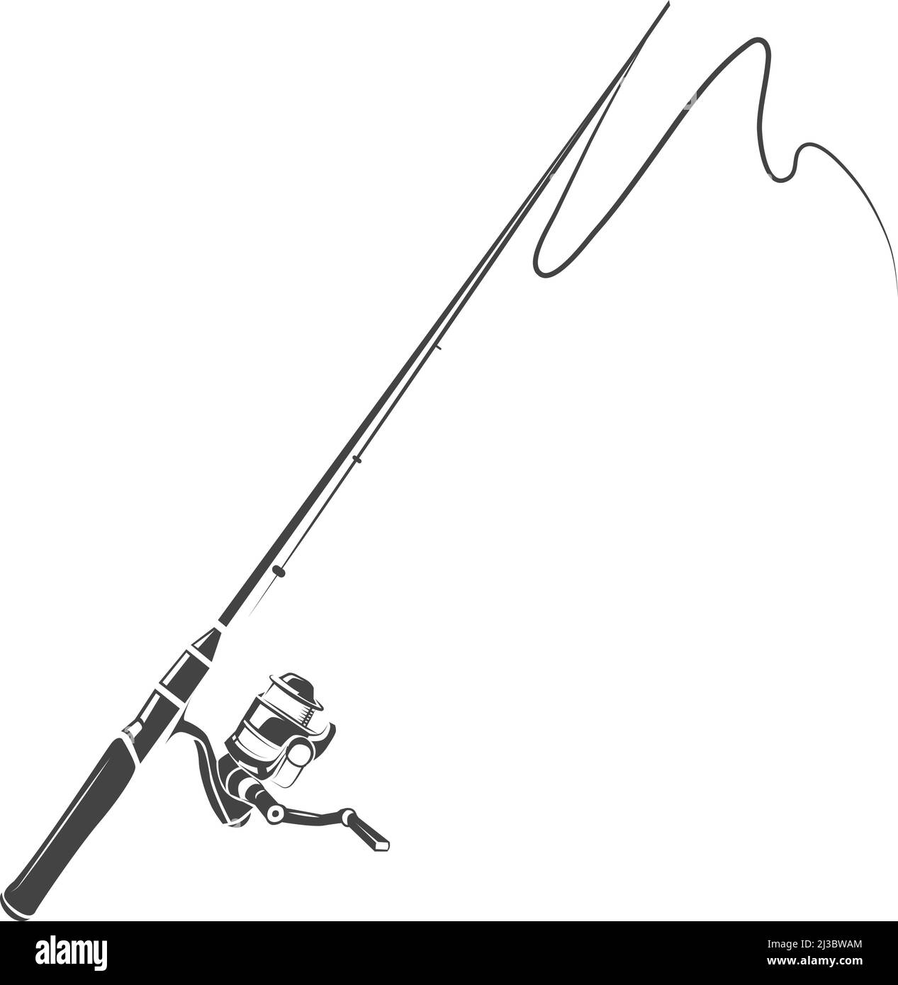 Icona canna da pesca. Logo Fisherman Equipment Store Illustrazione Vettoriale