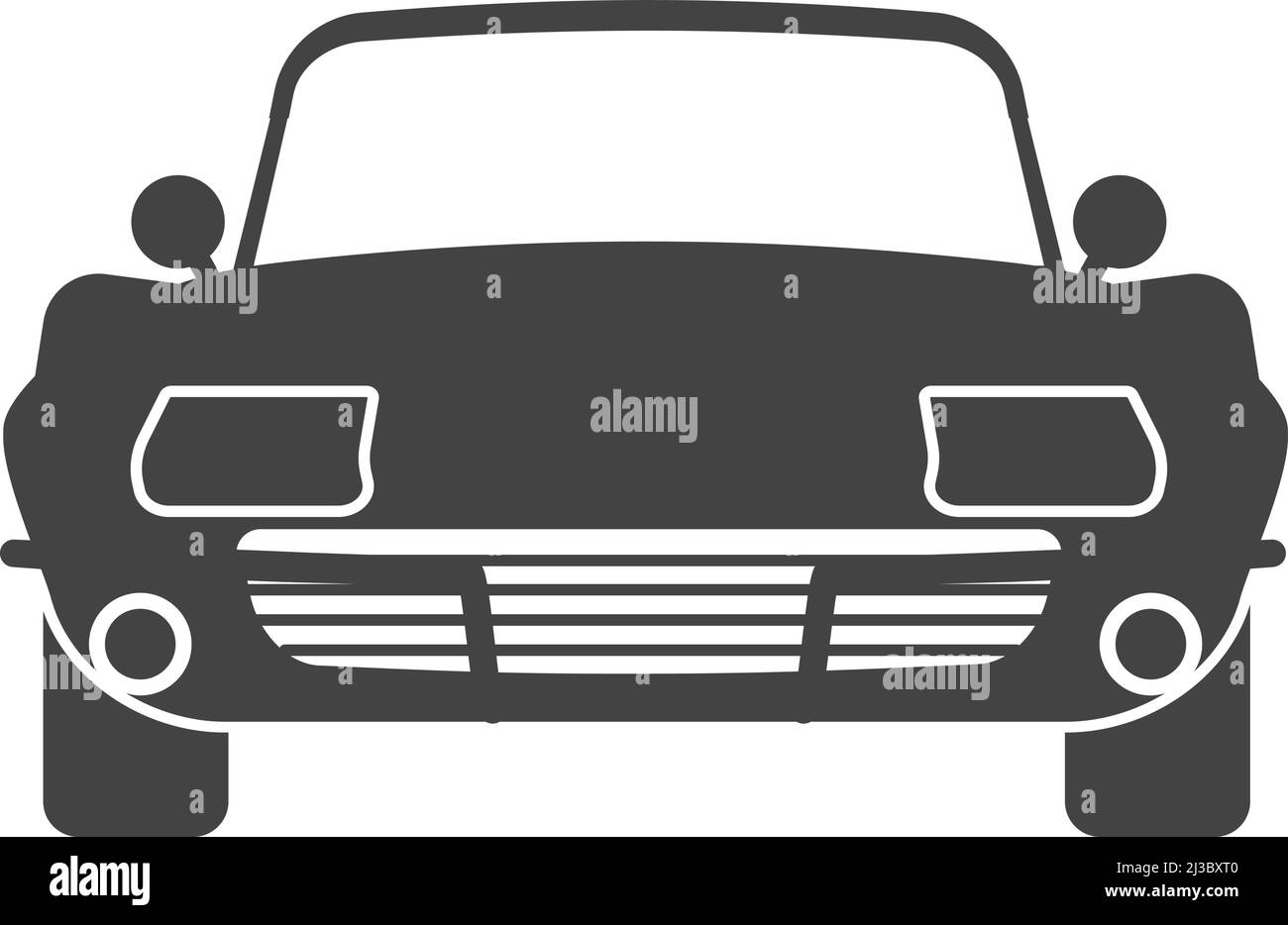 Vista anteriore vintage coupé. Icona della vettura convertibile Illustrazione Vettoriale