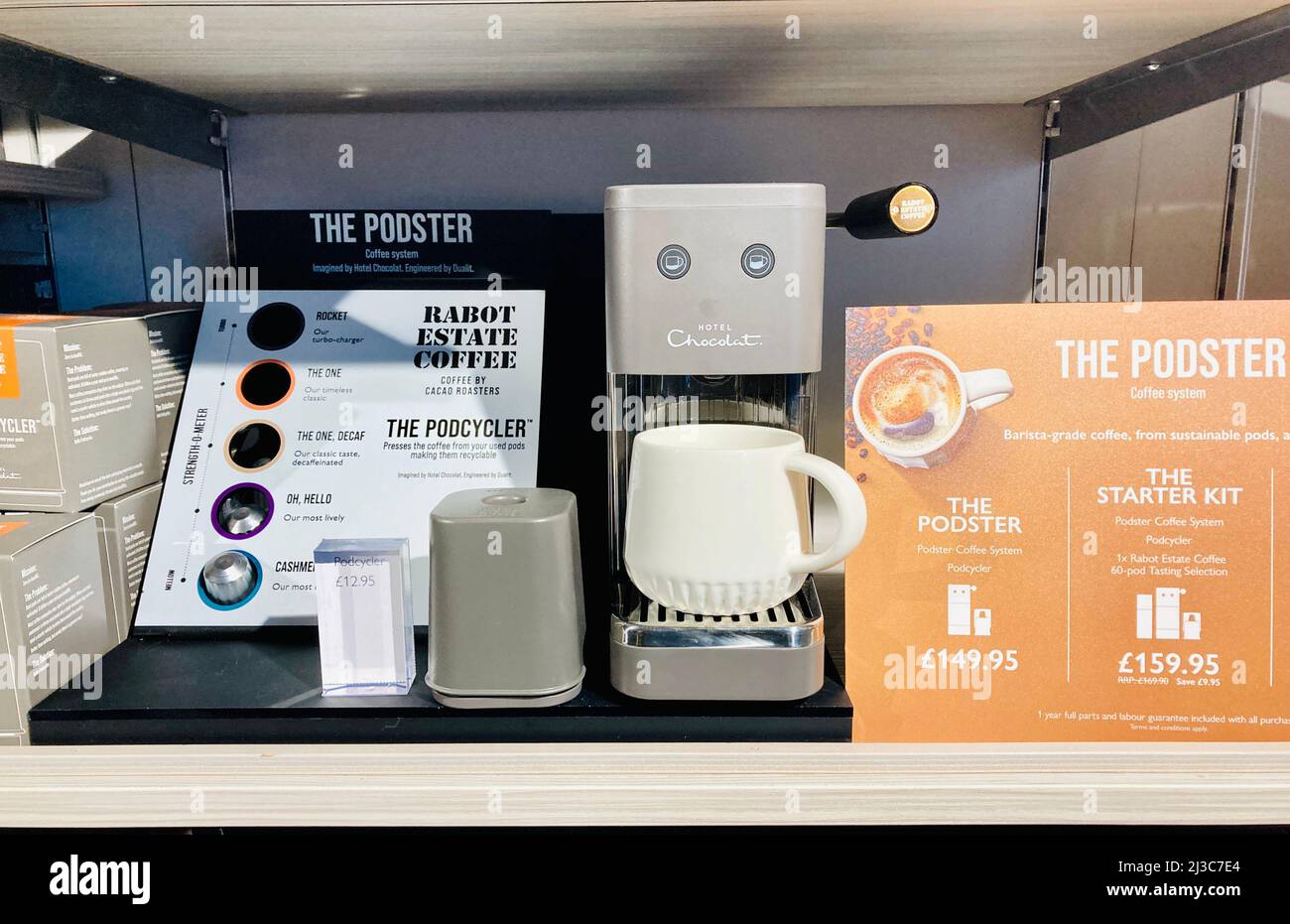 Hotel Chocolat il podster una macchina per caffè espresso a cialde. Foto Stock