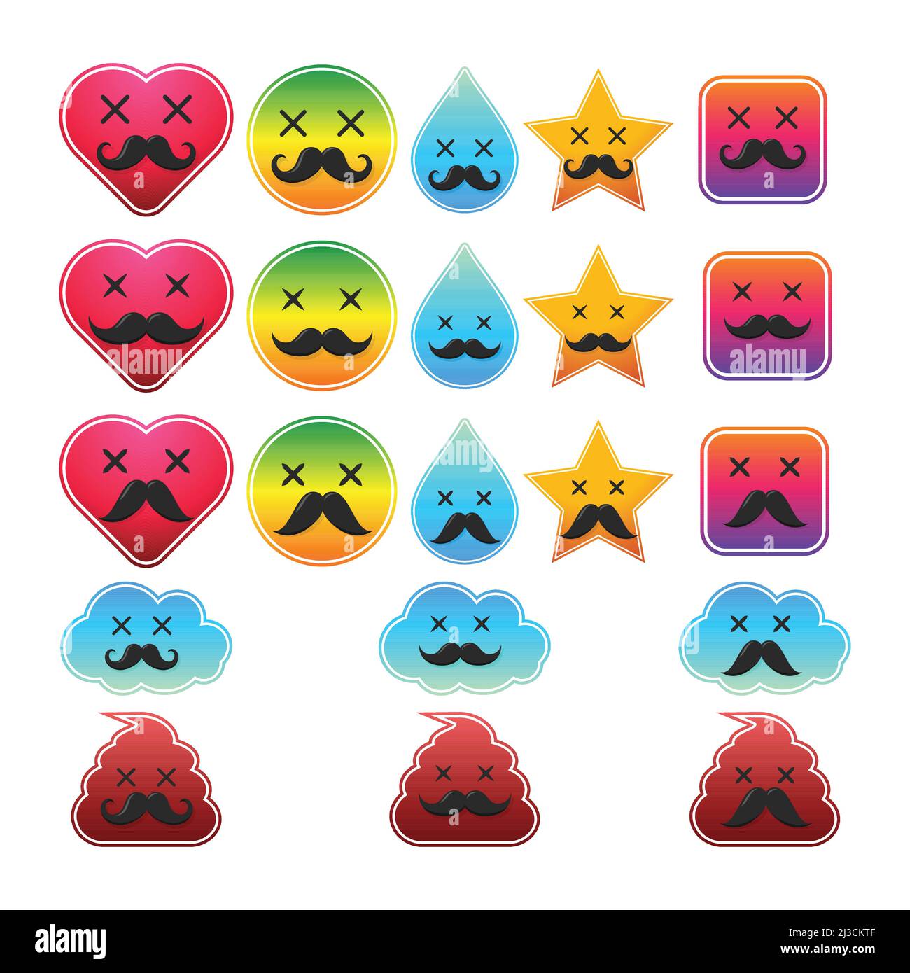 Collezione emoji carina e divertente Illustrazione Vettoriale