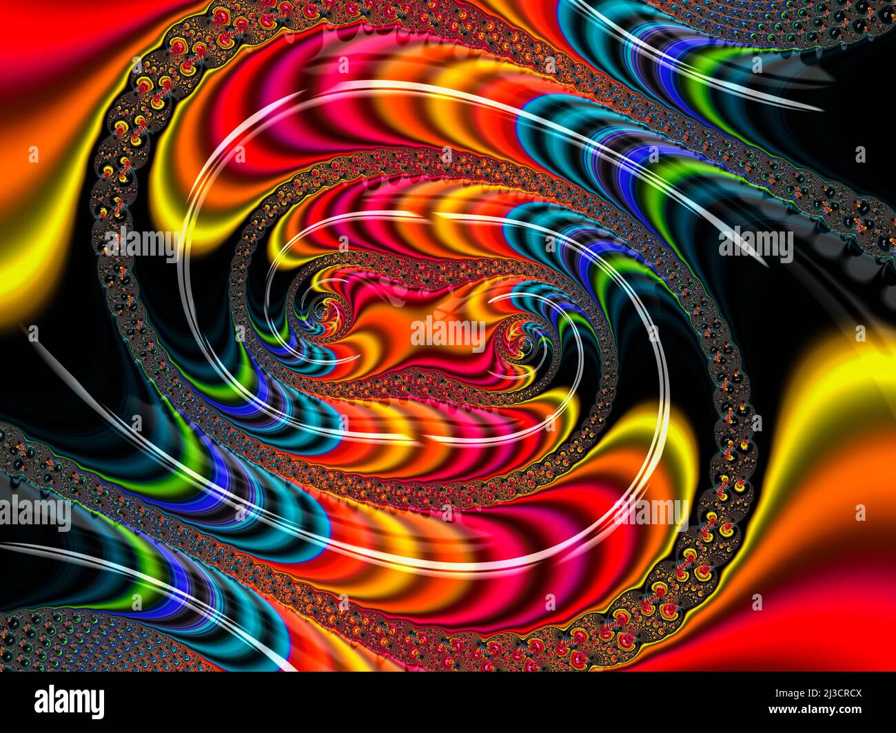 Grafica frattale astratta e colorata generata dal computer per il design creativo Foto Stock