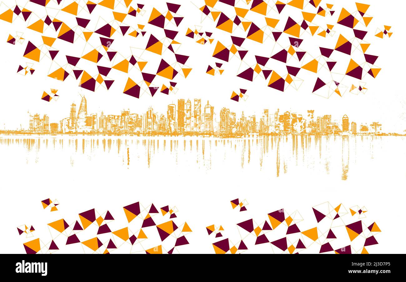 Doha Cornish Sky line Qatar Foto Stock