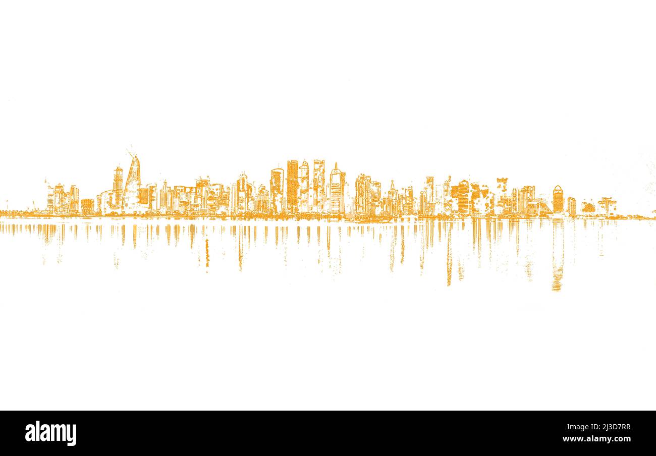 Doha Cornish Sky line Qatar Foto Stock