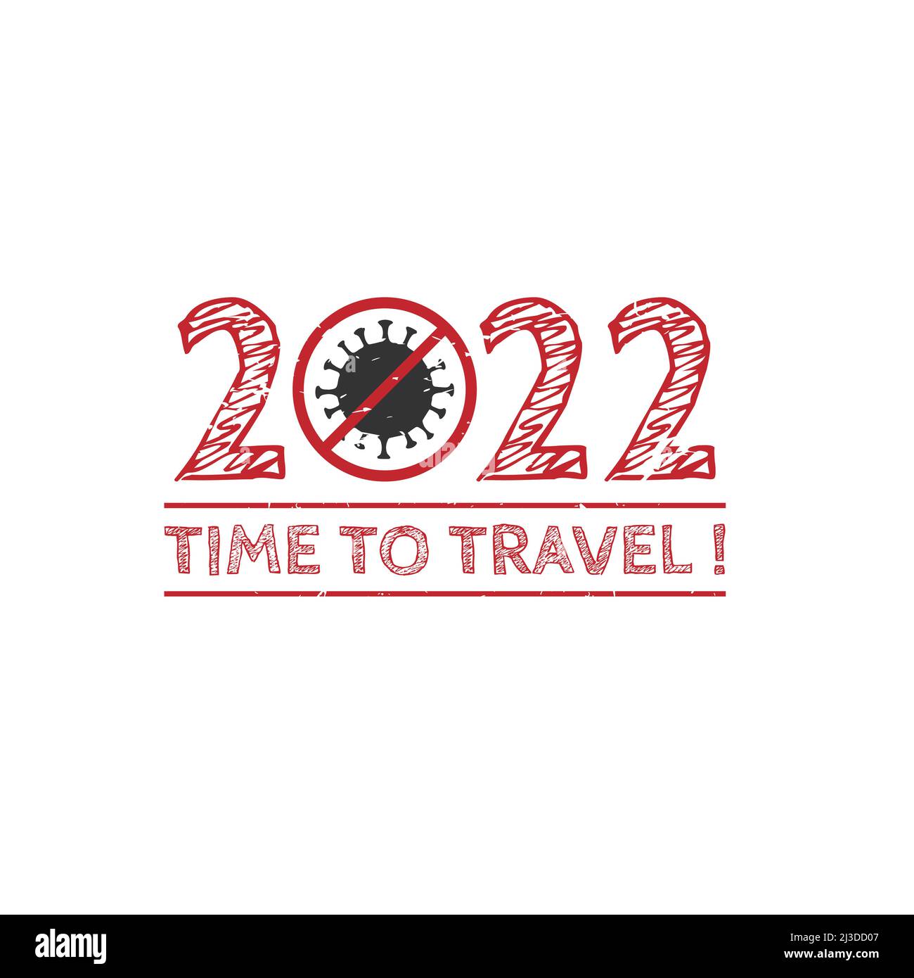 E 'il momento di viaggiare grunge timbro 2022, non più covid!. Grunge timbro di gomma circa viaggiare dopo Pandemi 2022 Illustrazione Vettoriale