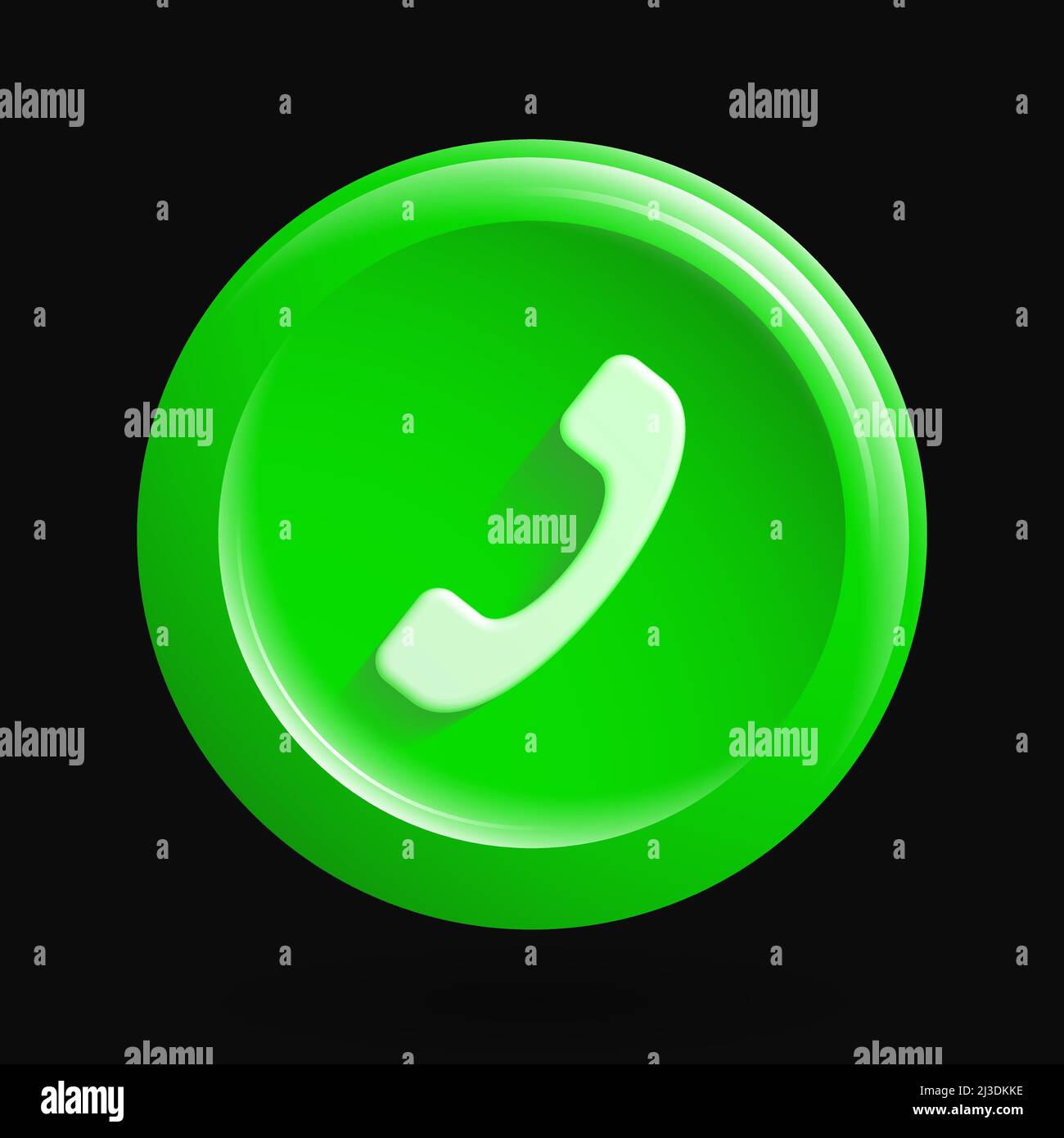 Icona di chiamata verde. 3D pulsante Telefono isolato. Illustrazione vettoriale Illustrazione Vettoriale