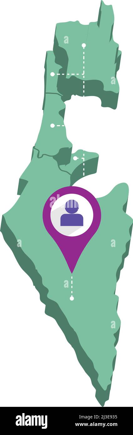 Isolato 3D rendere mappa di Israele con una mappa pin Vector Illustrazione Vettoriale