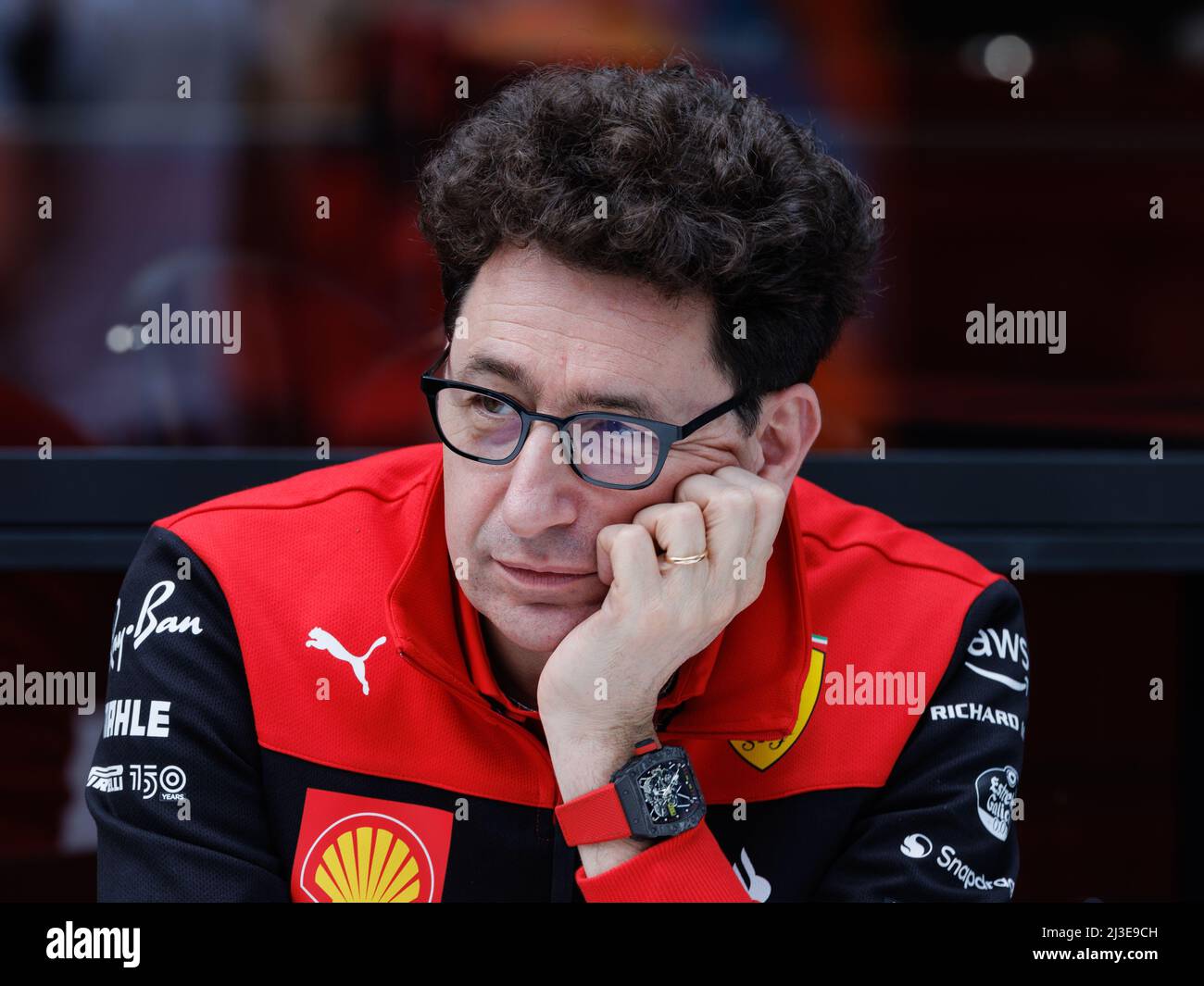 MELBOURNE, AUSTRALIA, circuito Albert Park Grand Prix, 7. Aprile: Mattia Binotto, Team Principal per la Ferrari durante il Gran Premio di Formula uno australiano sul circuito Albert Park Grand Prix 7. Aprile, 2022. Foto Stock