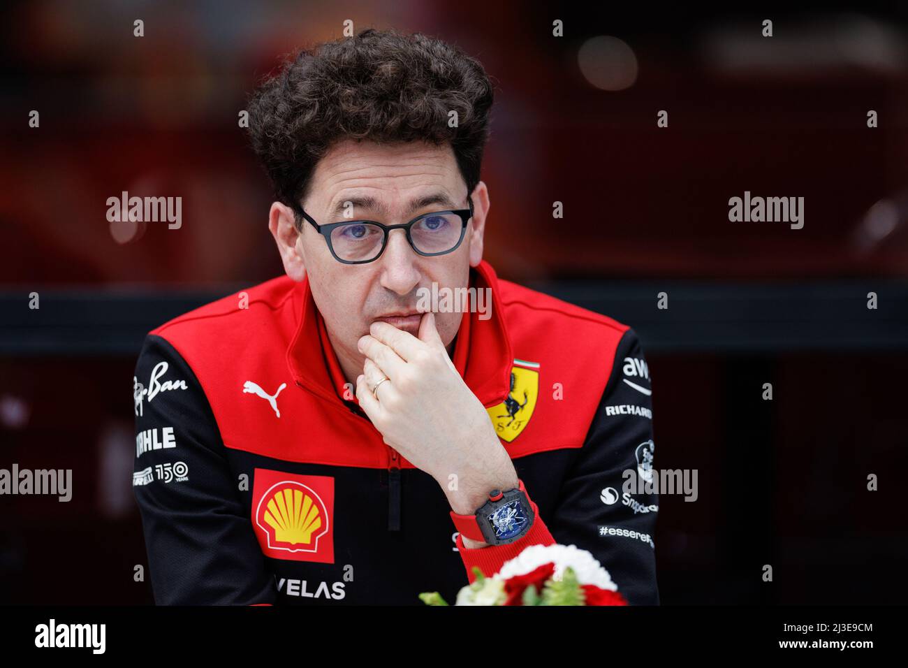 MELBOURNE, AUSTRALIA, circuito Albert Park Grand Prix, 7. Aprile: Mattia Binotto, Team Principal per la Ferrari durante il Gran Premio di Formula uno australiano sul circuito Albert Park Grand Prix 7. Aprile, 2022. Foto Stock