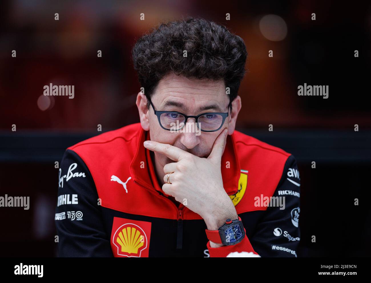 MELBOURNE, AUSTRALIA, circuito Albert Park Grand Prix, 7. Aprile: Mattia Binotto, Team Principal per la Ferrari durante il Gran Premio di Formula uno australiano sul circuito Albert Park Grand Prix 7. Aprile, 2022. Foto Stock