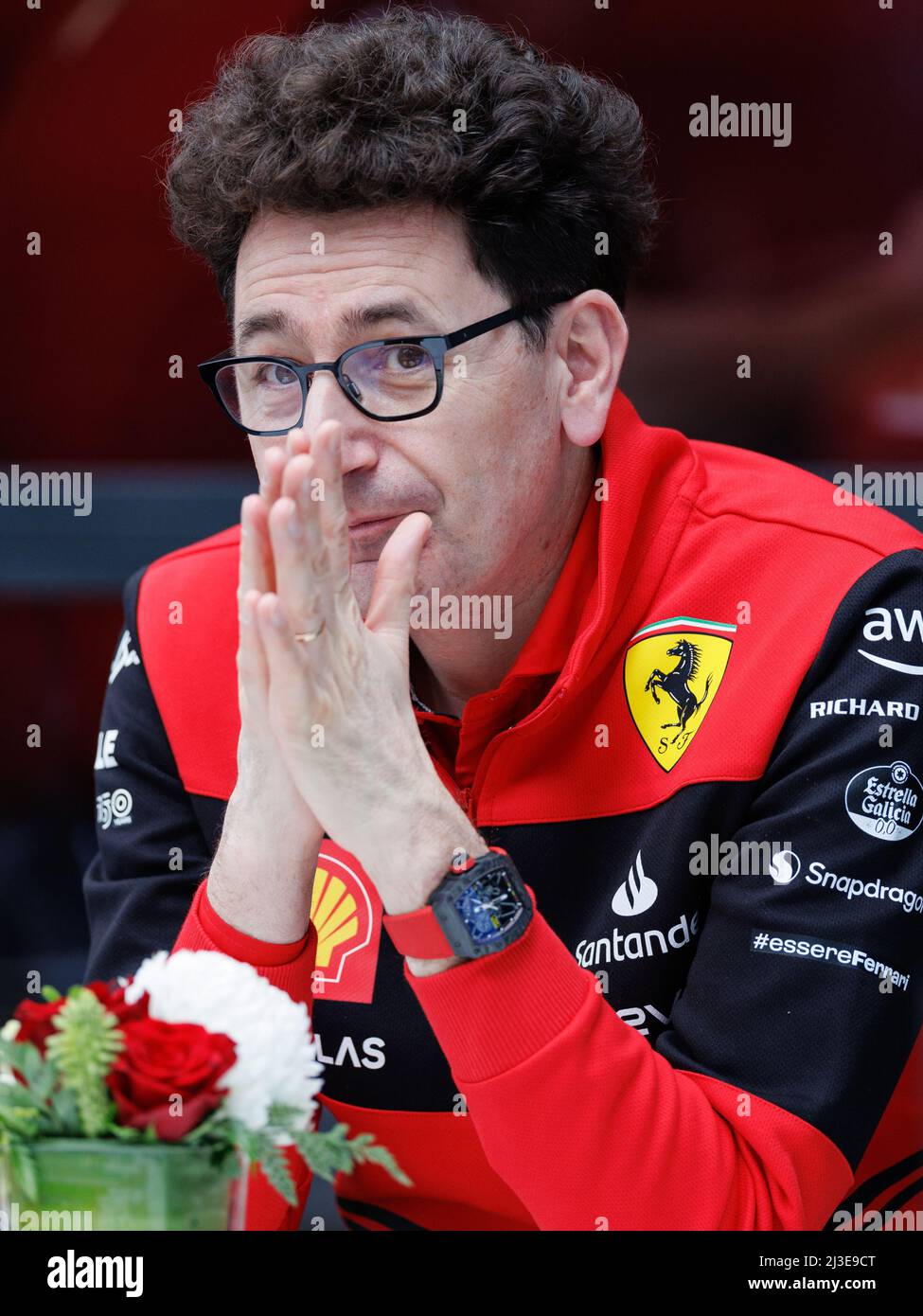 MELBOURNE, AUSTRALIA, circuito Albert Park Grand Prix, 7. Aprile: Mattia Binotto, Team Principal per la Ferrari durante il Gran Premio di Formula uno australiano sul circuito Albert Park Grand Prix 7. Aprile, 2022. Foto Stock