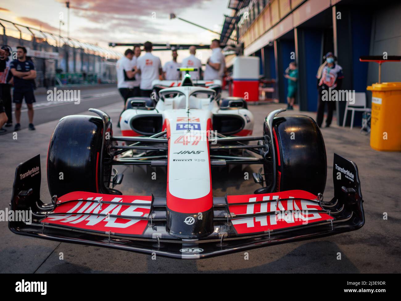 MELBOURNE, AUSTRALIA, circuito Albert Park Grand Prix, 7. Aprile: La vettura di Mick Schumacher (GER) del team Haas durante il Gran Premio di Formula uno australiano sul circuito Albert Park Grand Prix 7. Aprile, 2022. Foto Stock