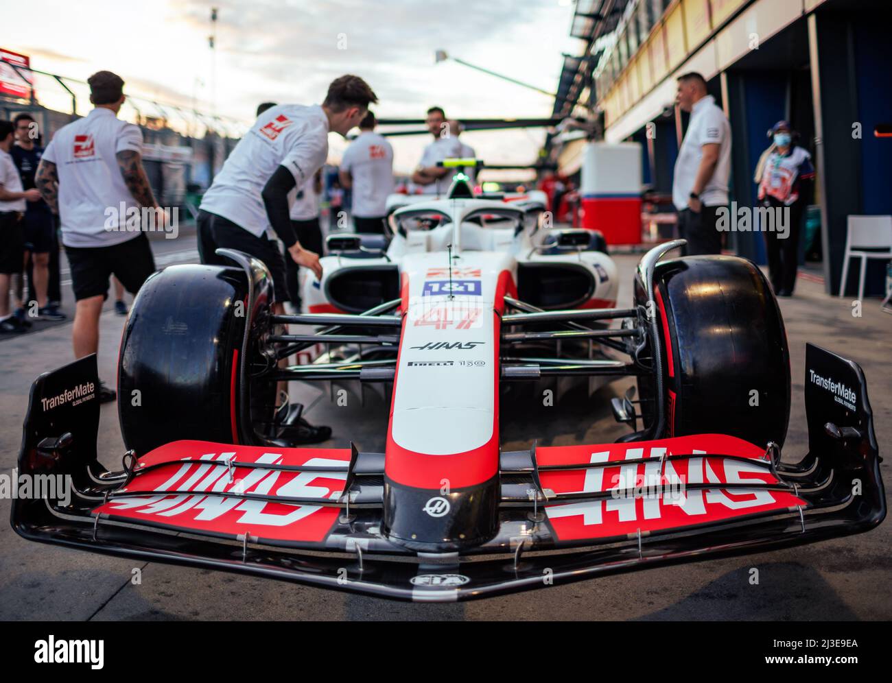 MELBOURNE, AUSTRALIA, circuito Albert Park Grand Prix, 7. Aprile: La vettura di Mick Schumacher (GER) del team Haas durante il Gran Premio di Formula uno australiano sul circuito Albert Park Grand Prix 7. Aprile, 2022. Foto Stock