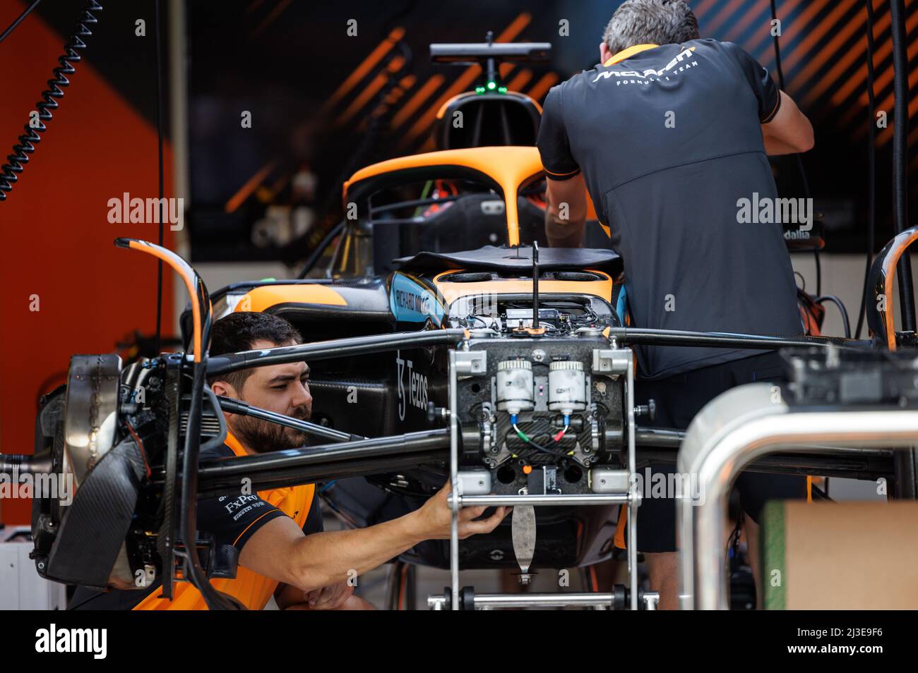 MELBOURNE, AUSTRALIA, circuito Albert Park Grand Prix, 7. Aprile: La vettura di Daniel Ricciardo (AUS) del team McLaren durante il Gran Premio di Formula uno australiano sul circuito Albert Park Grand Prix 7. Aprile, 2022. Foto Stock