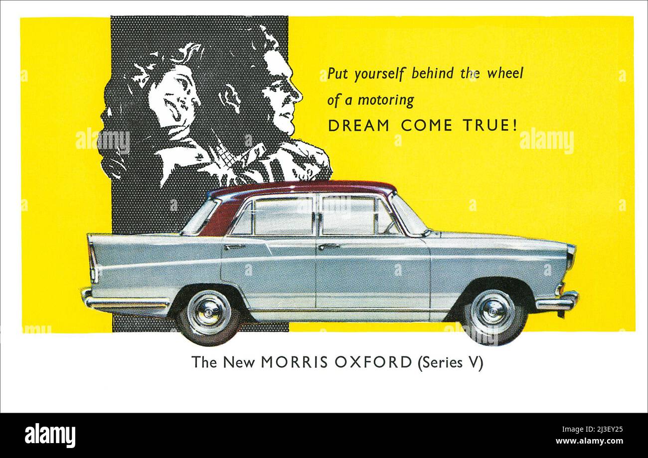 Cartolina promozionale vintage per l'auto Morris Oxford Series 5. Foto Stock