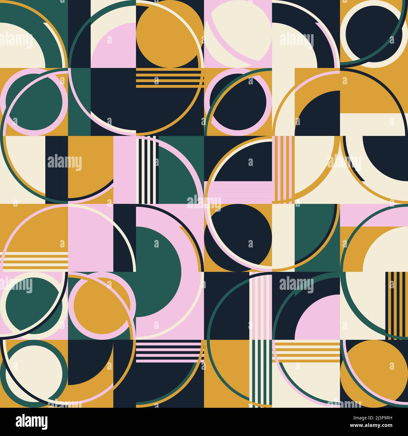 Grafica vettoriale astratta senza giunture realizzata con elementi e forme geometriche ripetitive. Illustrazione Vettoriale