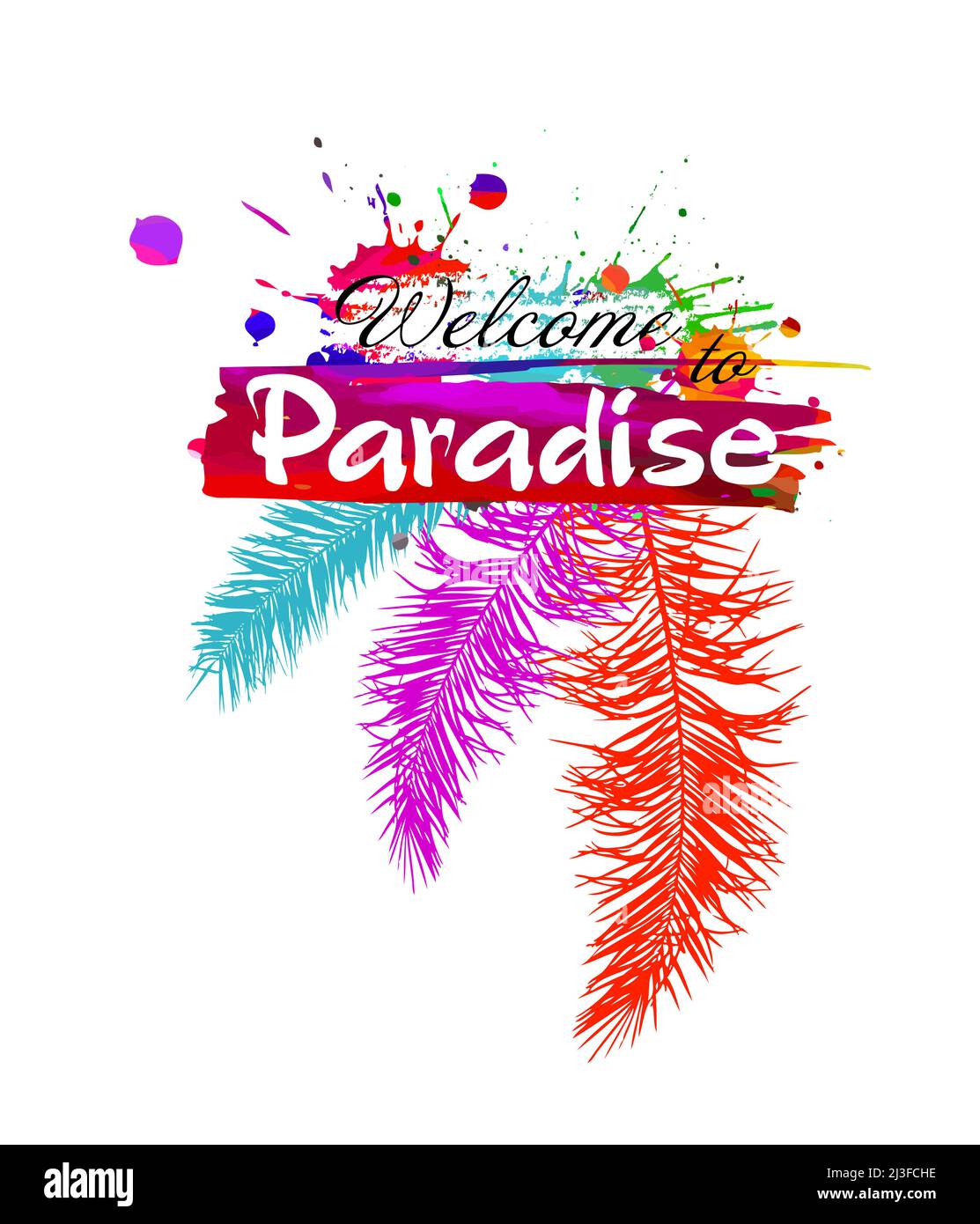 Carnevale con piume colorate. Benvenuti in Paradise. Illustrazione vettoriale Illustrazione Vettoriale