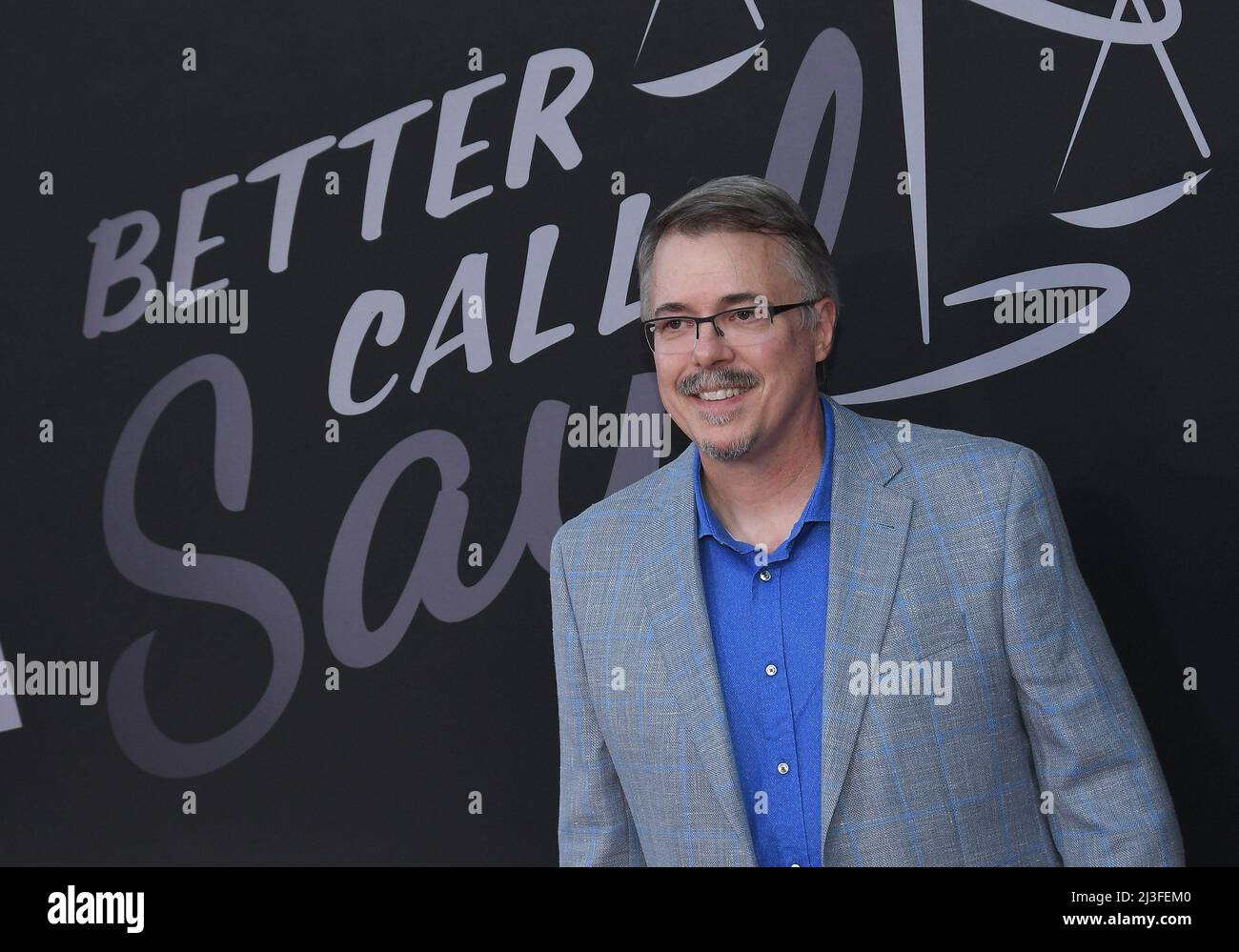 Vince Gilligan alla Premiere del MIGLIORE APPELLO di AMC SAUL Sesta e Stagione finale tenuto al teatro di Legion di Hollywood, CA il giovedì, il?April 7, 2022. (Foto di Sthanlee B. Mirador/Sipa USA) Foto Stock