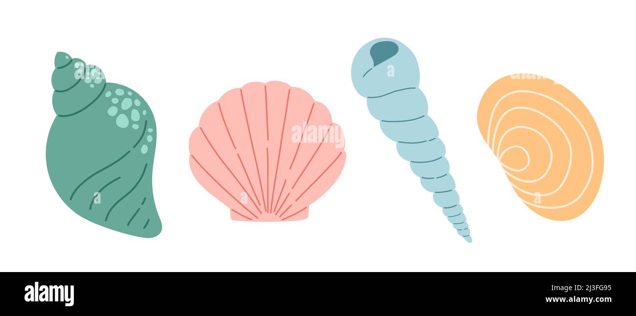 Vettore corallo Seshell, colore semplice, design piatto Illustrazione Vettoriale