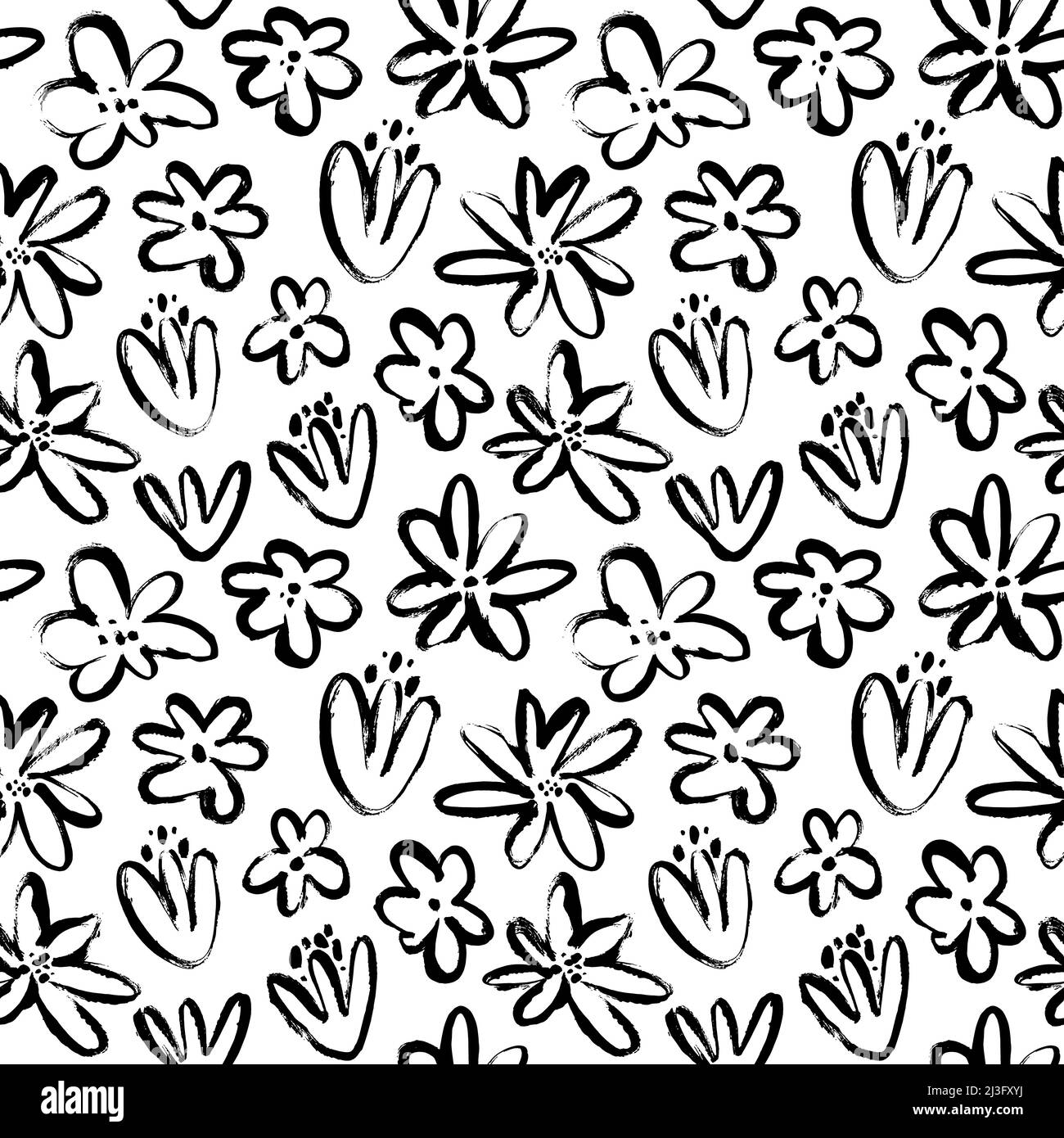 Motivo astratto con motivo floreale nero. Illustrazione Vettoriale