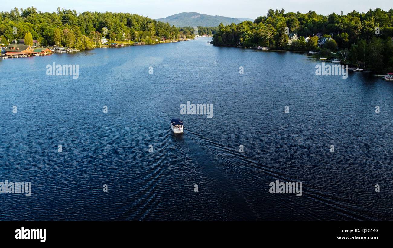 Lake Flower, Saranac Lake, NY, USA Foto Stock