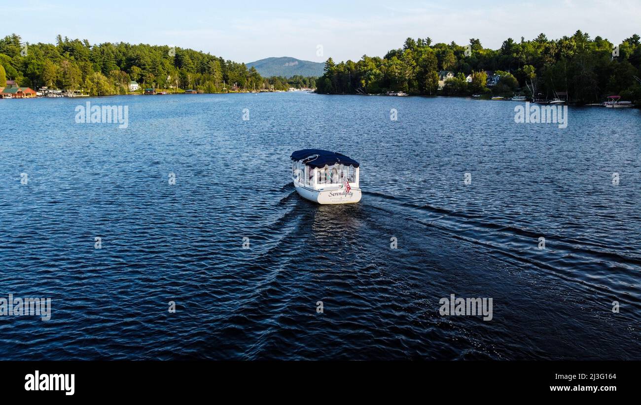 Lake Flower, Saranac Lake, NY, USA Foto Stock