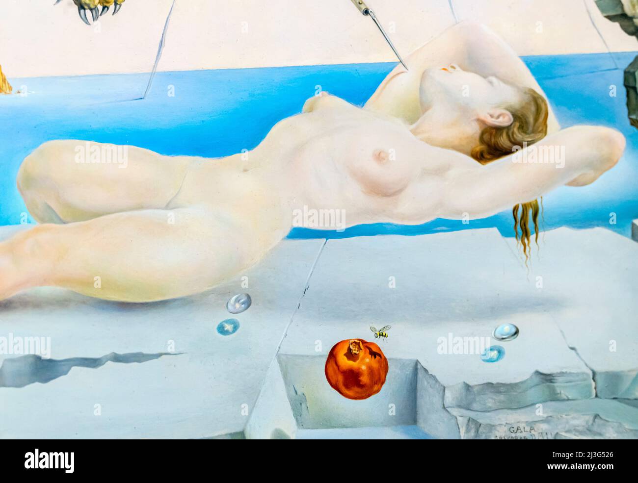 Salvador Dali - sogno causato dal volo di un'ape intorno a un melograno un secondo prima di svegliarsi - 1944 - olio sul pannello. Dettagli. Museo Thyssen, Madrid Foto Stock