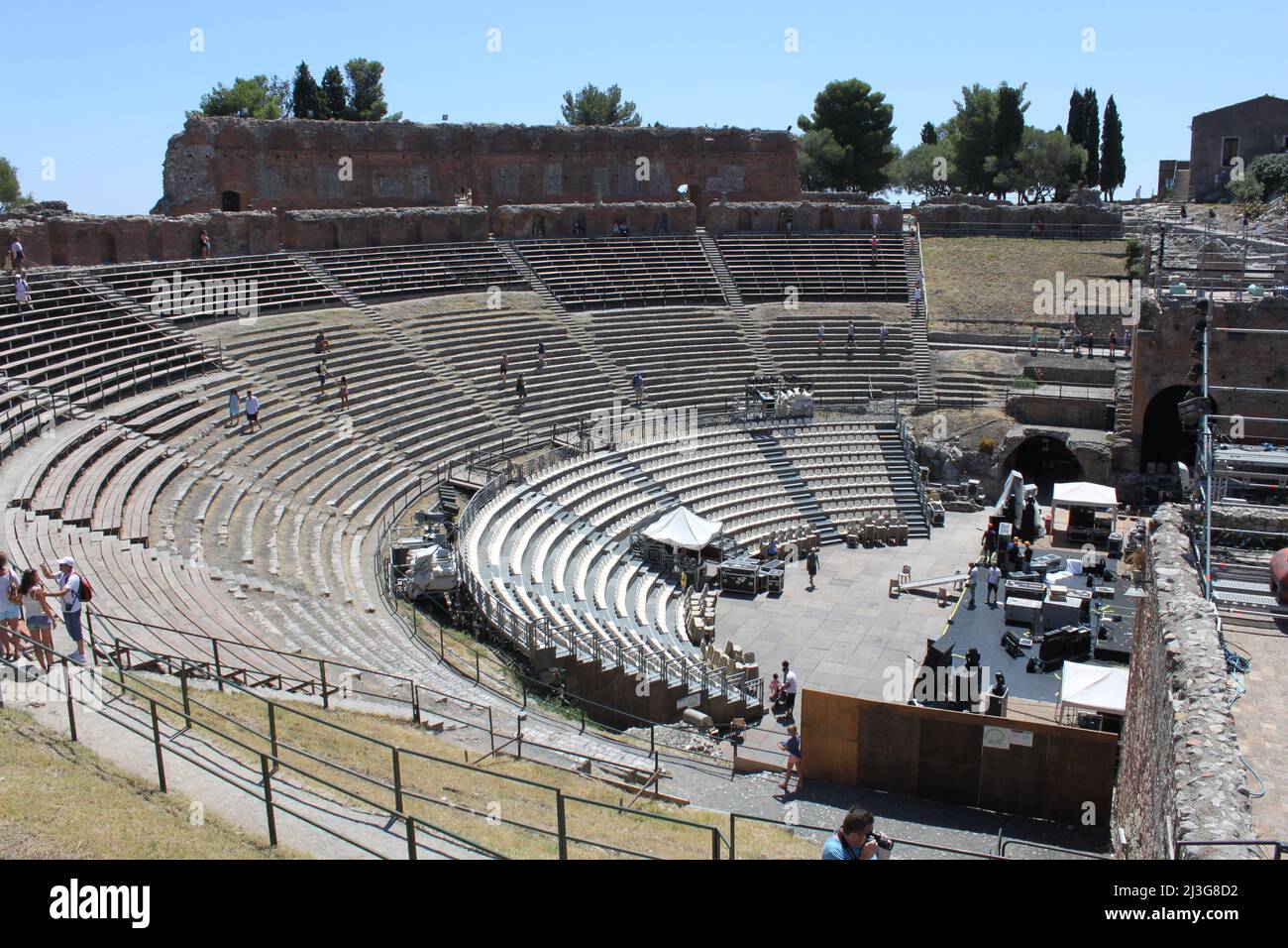 Teatro Greco a Taormina in Sicilia Foto Stock