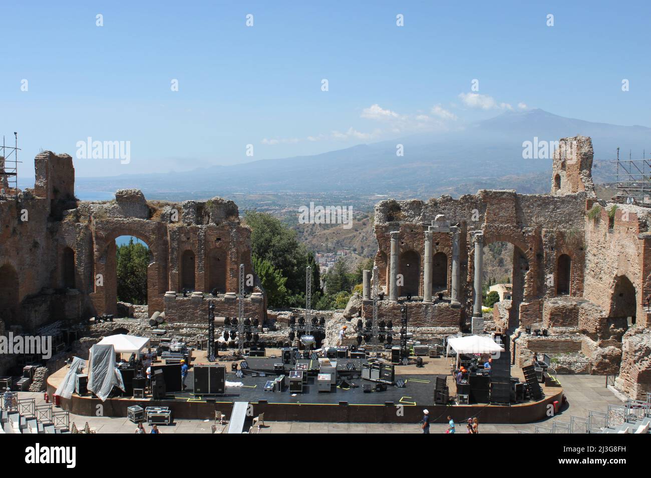 Teatro Greco a Taormina in Sicilia Foto Stock