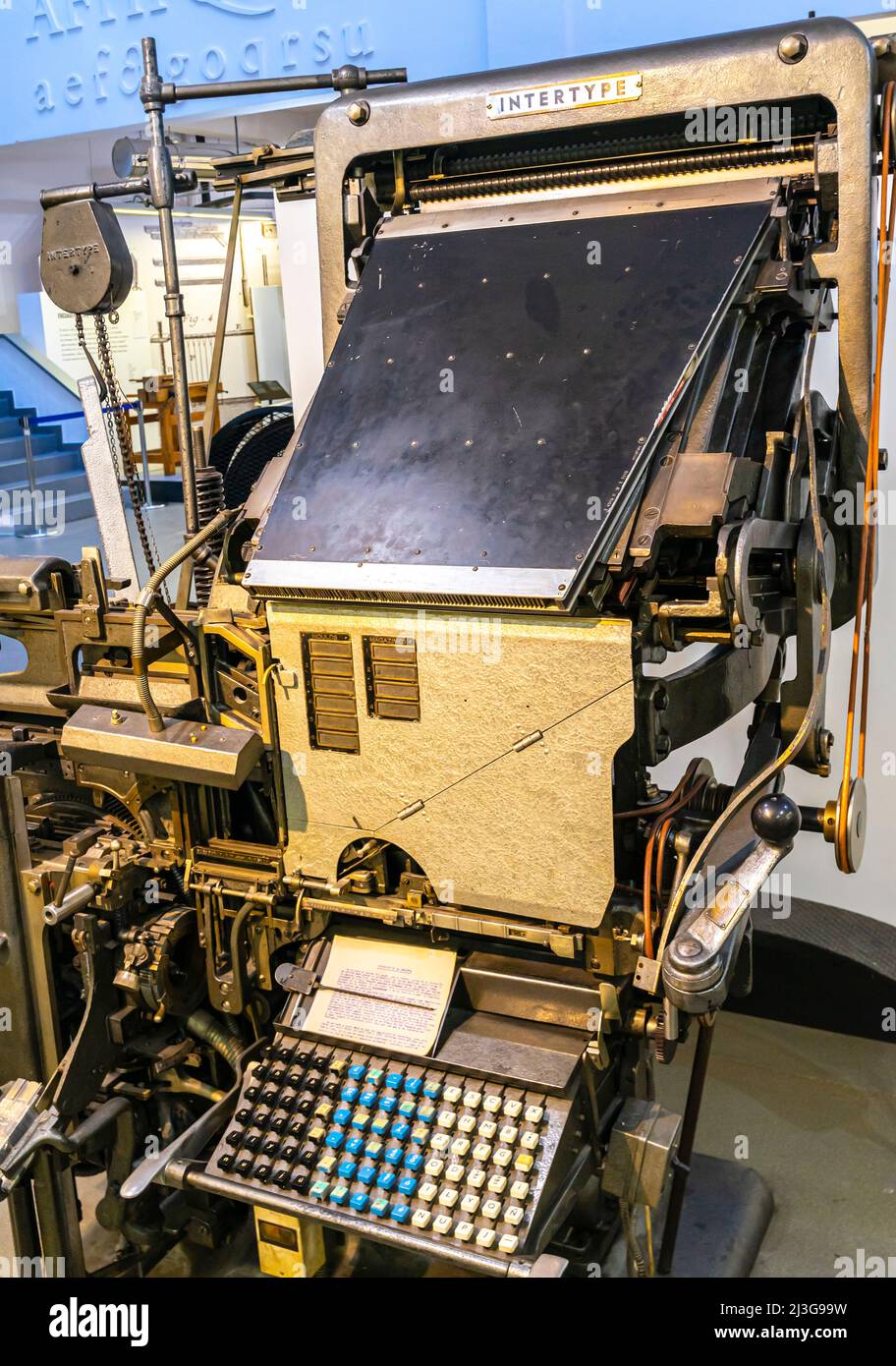 Linotipo Intertype C4, 1947. Una macchina di testo di fonderia Foto Stock