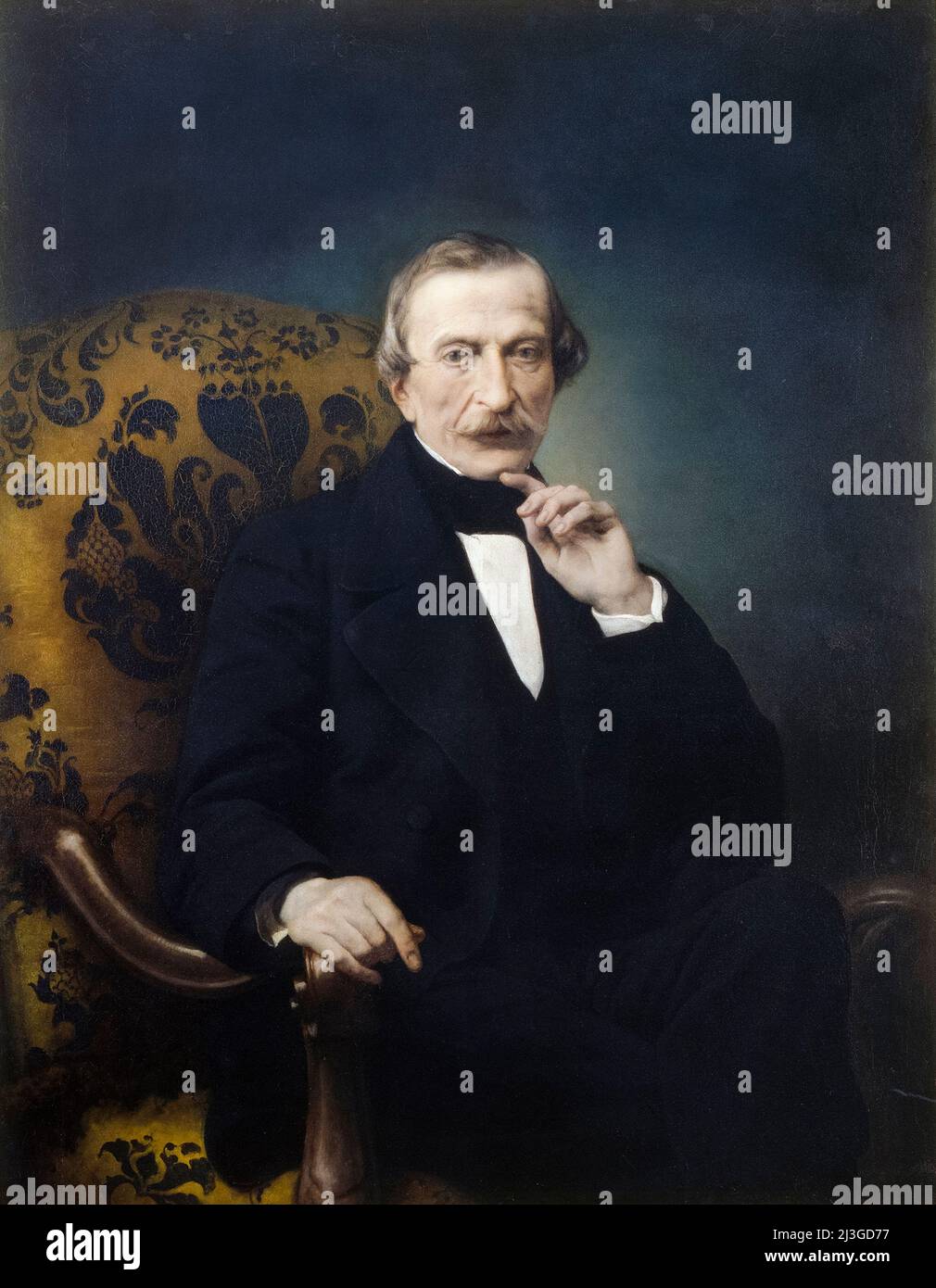 Massimo d'Azeglio (1798-1866), statista piemontese-italiano, romanziere e pittore. Primo Ministro della Sardegna (1849-1852), ritratto dipinto in olio di Francesco Hayez, 1860-1865 Foto Stock