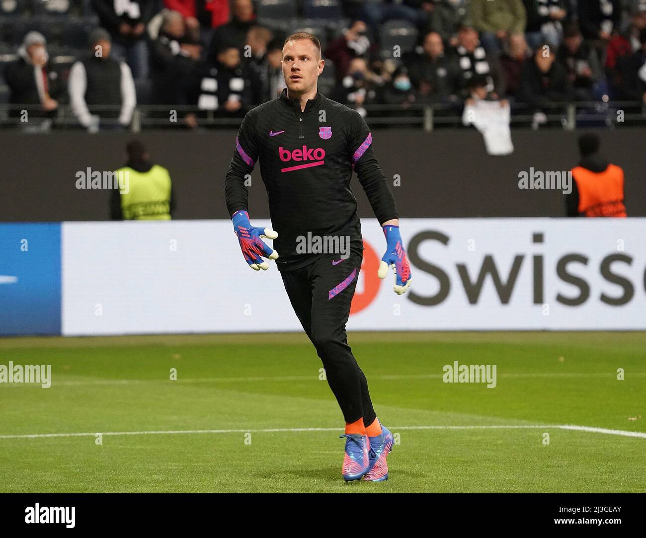 7th aprile 2022, Deutsche Bank Park, Francoforte, Eurolega, Eintracht Francoforte vs FC Barcellona, nella foto goalwart Marc-André Ter Stegen (Barcellona) Foto Stock