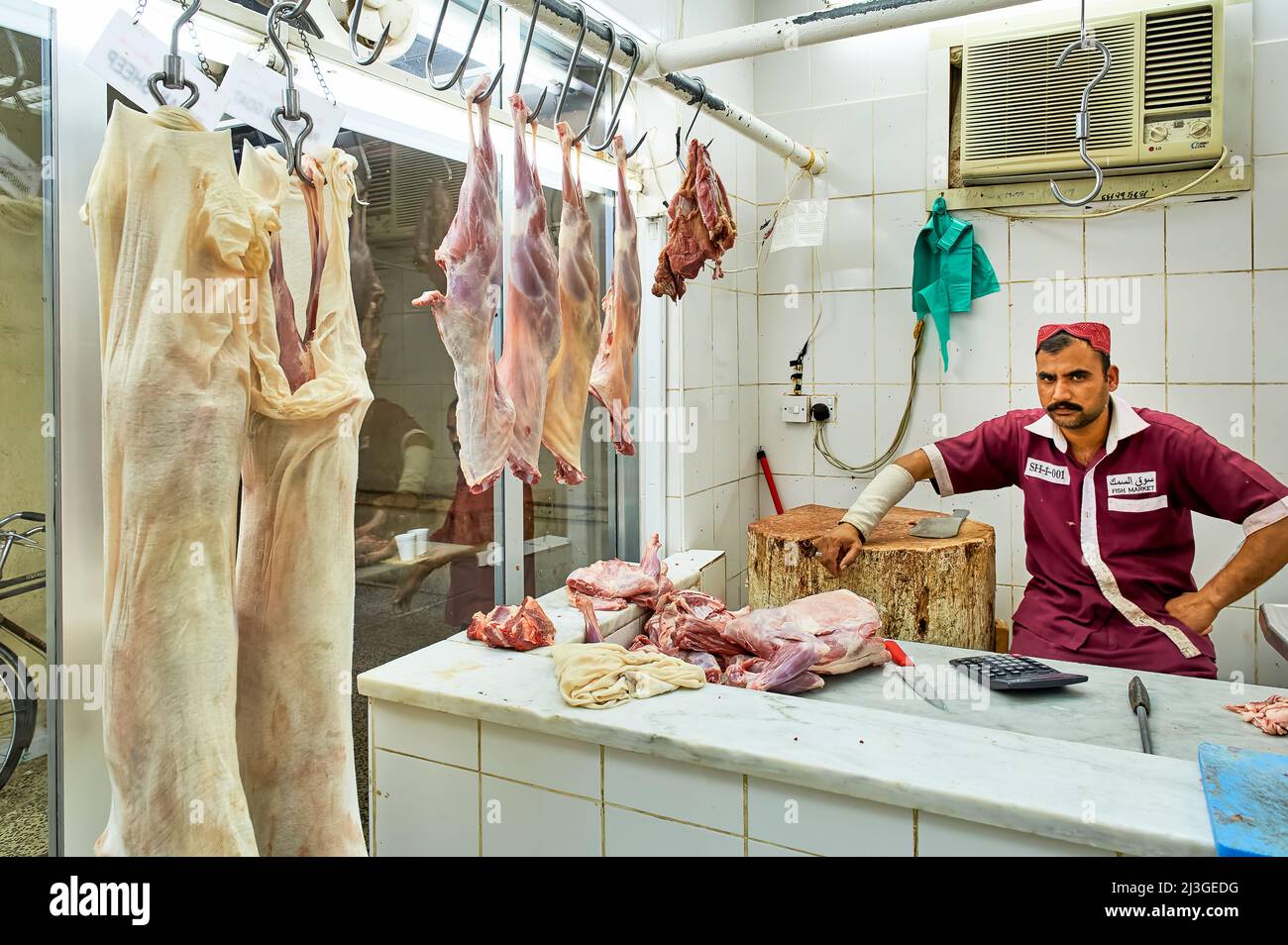 Dubai. EMIRATI ARABI UNITI. Il mercato della carne Foto Stock