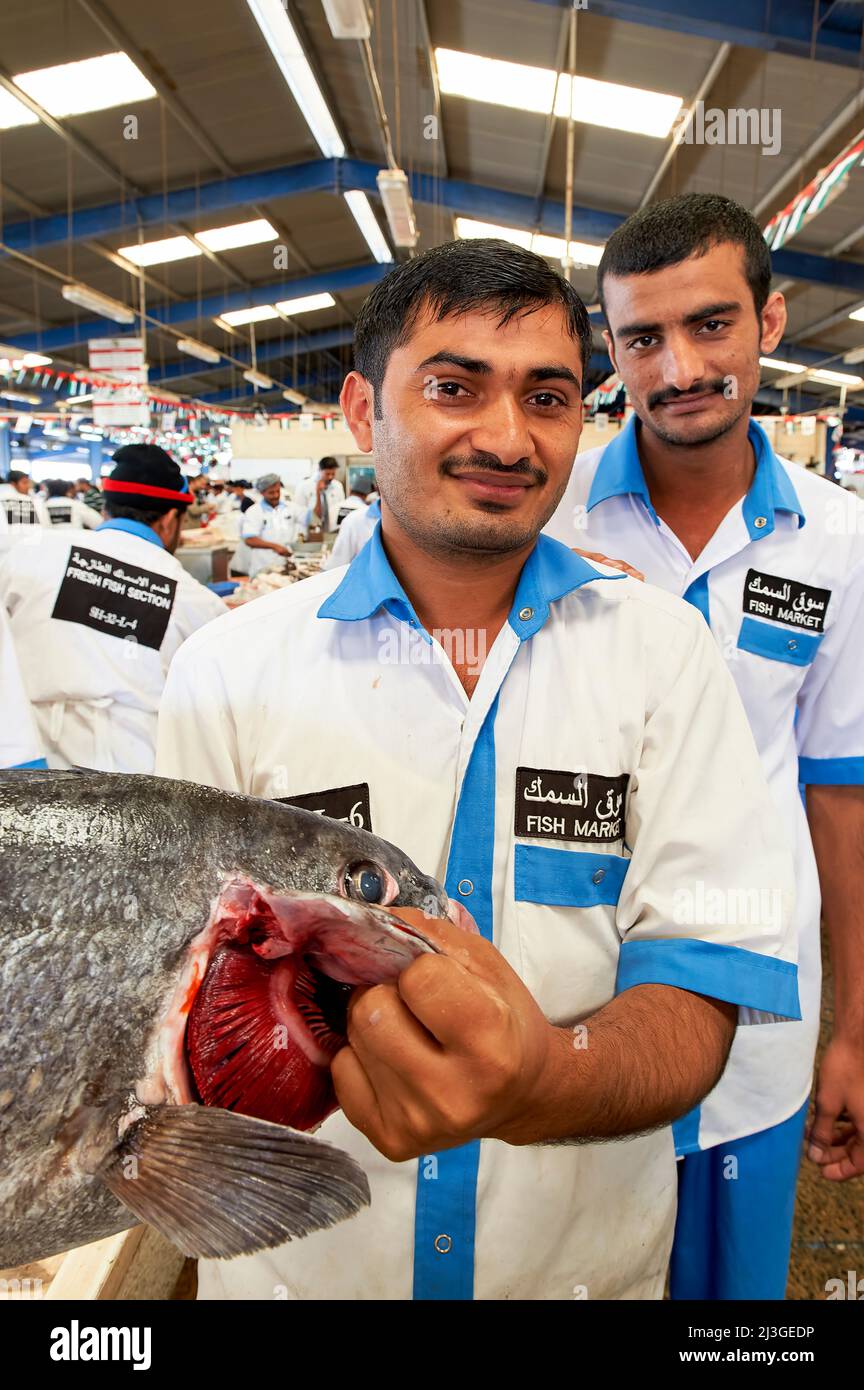 Dubai. EMIRATI ARABI UNITI. Il mercato del pesce Foto Stock