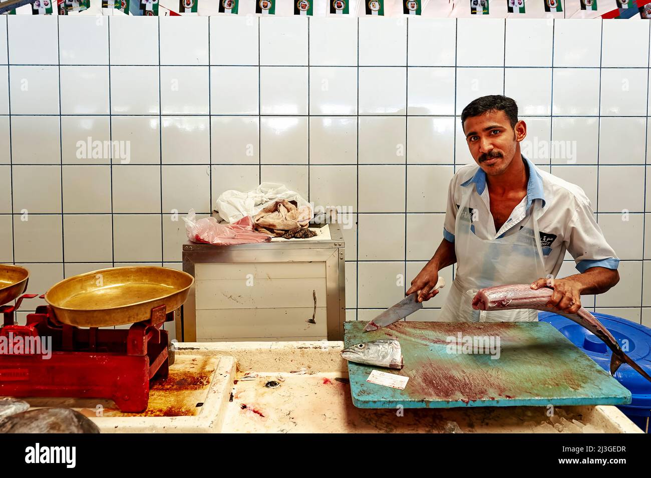 Dubai. EMIRATI ARABI UNITI. Il mercato del pesce Foto Stock