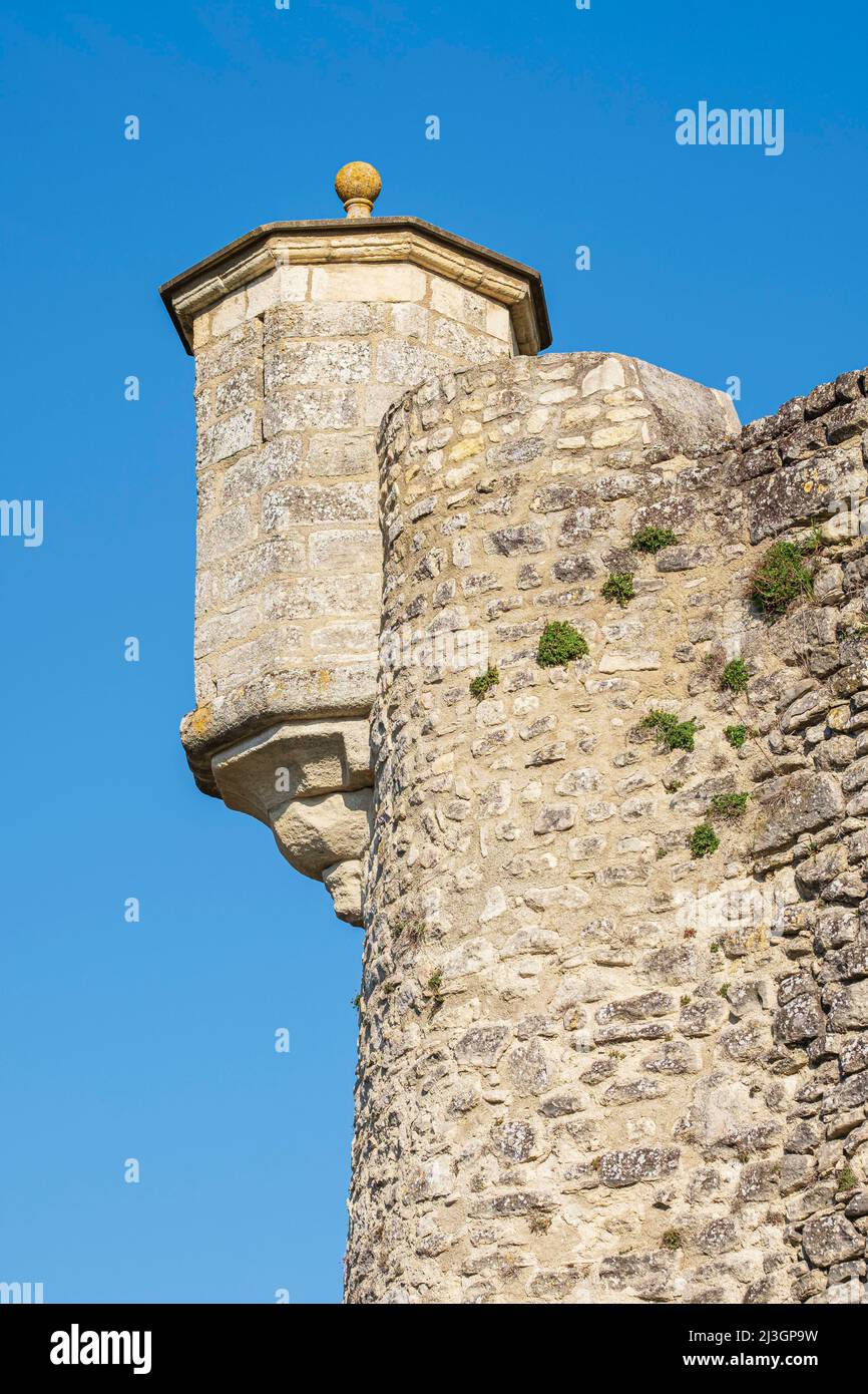 Francia, Alpes-de-Haute-Provence, Mane, villaggi e città di carattere etichetta, orologio torretta della cittadella medievale 12th secolo Foto Stock