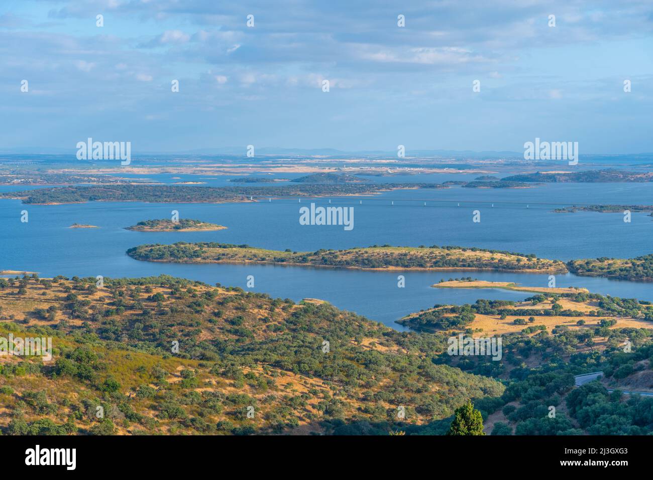 Veduta aerea del lago di Alqueva in Portogallo. Foto Stock