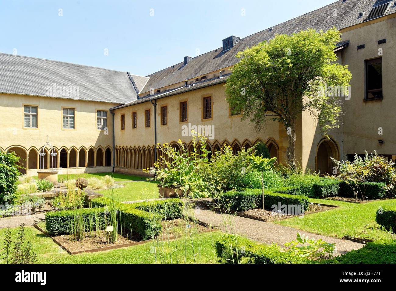 Francia, Mosella, Metz, il chiostro Recollets e il giardino delle piante medicinali Foto Stock