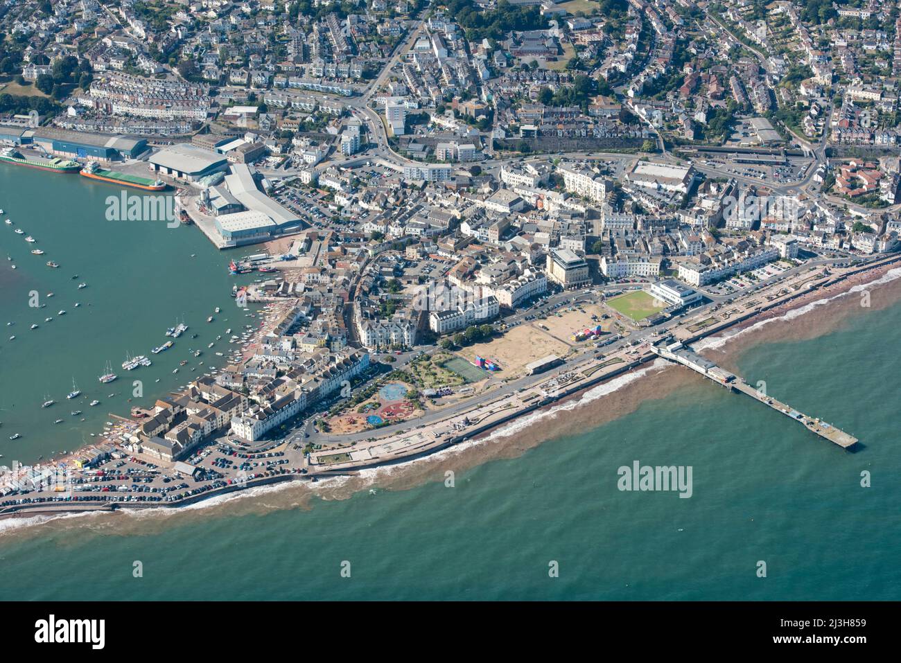 La città e il molo di piacere, Teignmouth, Devon, 2016. Foto Stock