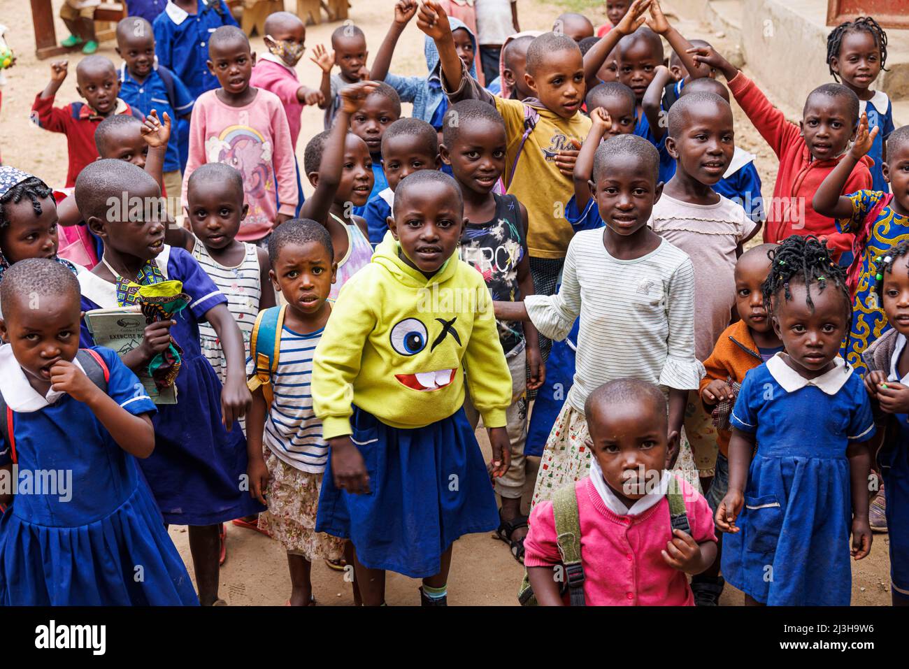 Uganda, distretto di Kanungu, Kihihi, scolari Foto Stock
