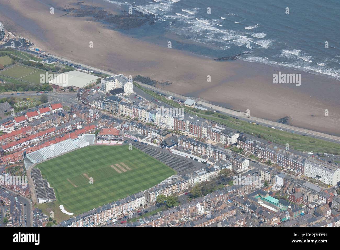 North Marine Road Cricket Ground, sede del Scarborough Cricket Club, North Yorkshire, 2016. Foto Stock