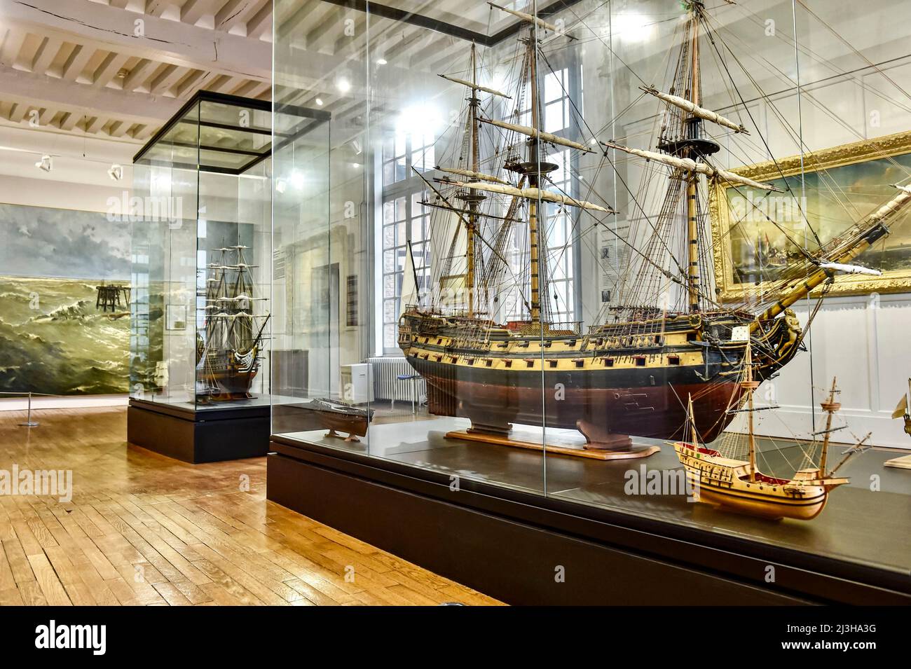 Francia, Seine-Maritime, Dieppe, la collezione di modelli navali del castello-museo Foto Stock
