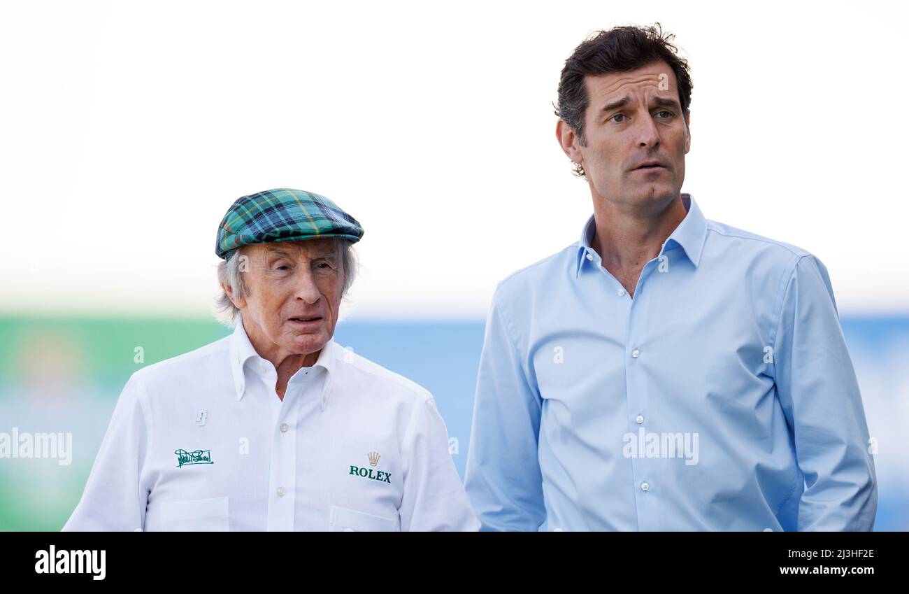 Melbourne, Australia. 08th Apr 2022. Jackie Stewart e Mark Webber durante il Gran Premio di Formula uno australiano al circuito Albert Park Grand Prix su 8. Aprile, 2022. Credit: Corleve/Alamy Live News Foto Stock