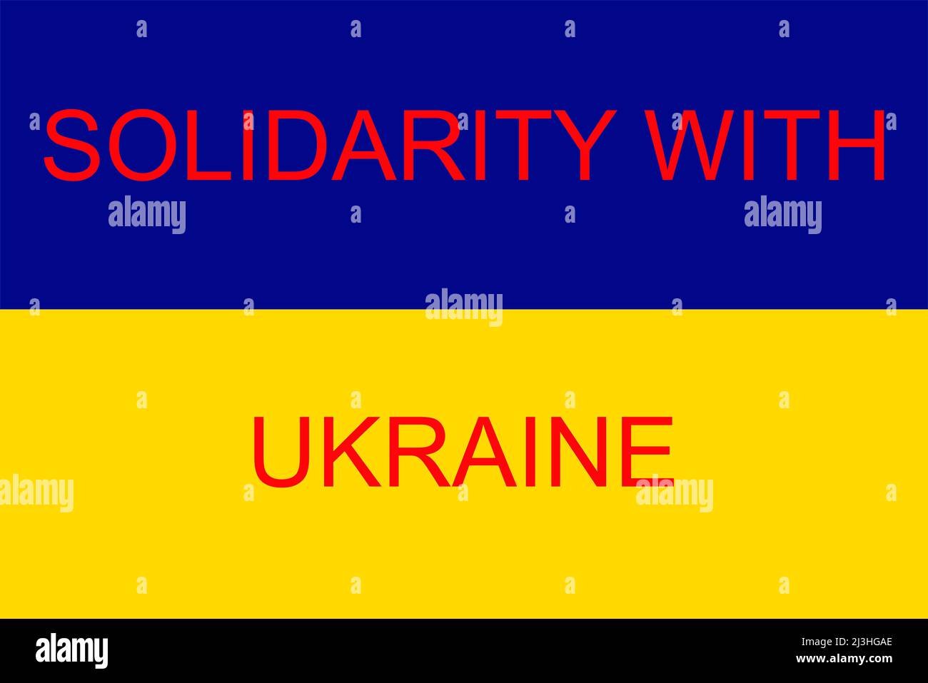 Attuale bandiera nazionale del paese Ucraina, con lettere di solidarietà con l'ucraina Foto Stock
