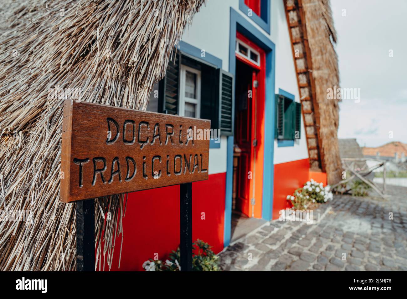 Agriturismo tradizionale, Santana, Madeira, Portogallo, Europa Foto Stock