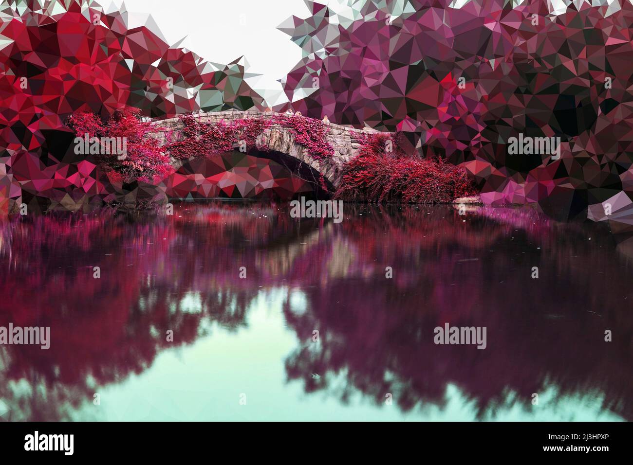 Gapstow Bridge, New York City, NY, USA, The Stone Bridge Gapstow Bridge è una delle icone di Central Park Foto Stock